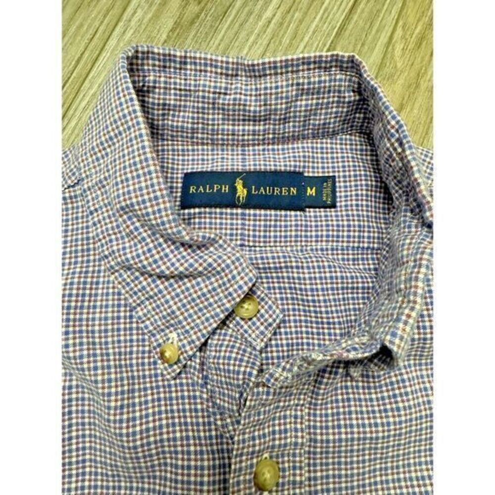 Polo Ralph Lauren Men's Medium Purple Blue White Red Plaid Long Sleeve Shirt - Picture 2 of 5